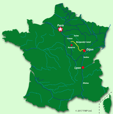Various maps of the Burgundy canal, Yonne and Saone sides