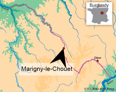 Map showing the village of Marigny le Chouet