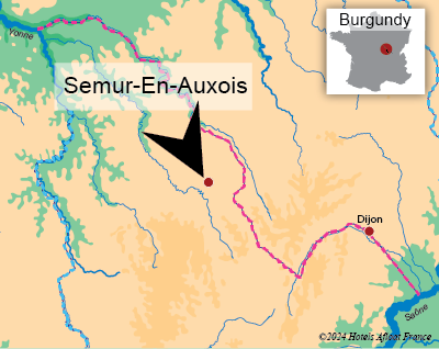 Map showing Semur-en-Auxoisin Burgundy